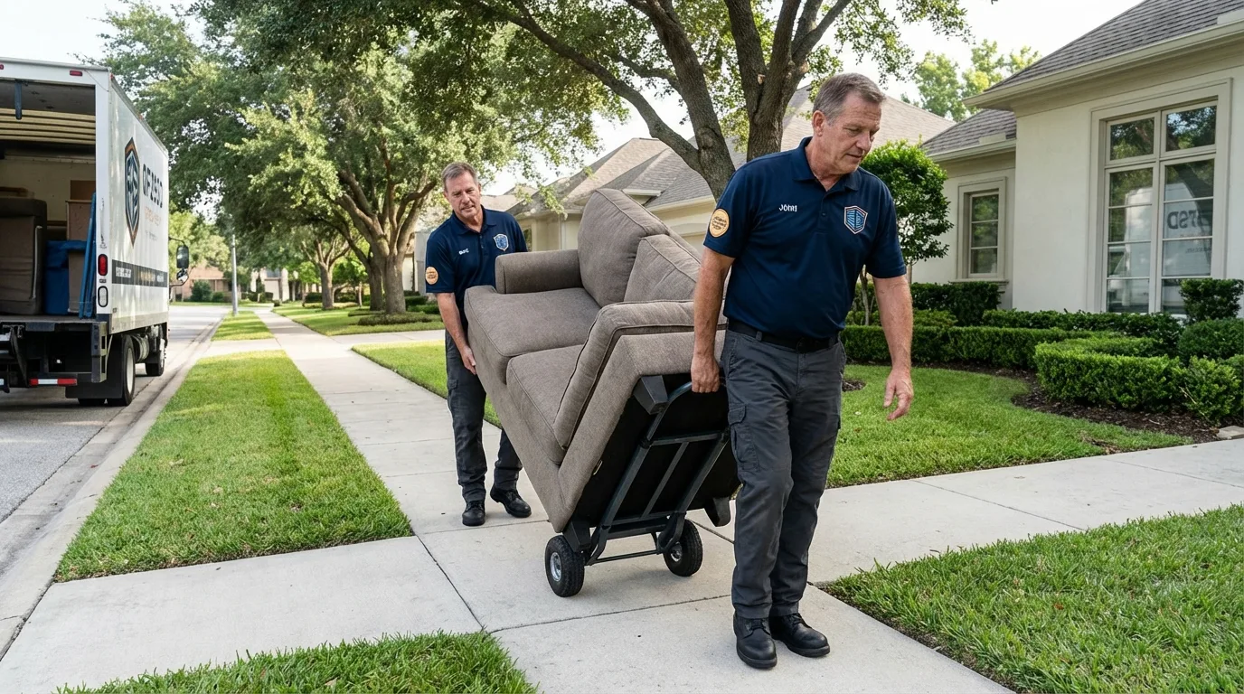 Local residential moving crew loading furniture in Valley City, ND