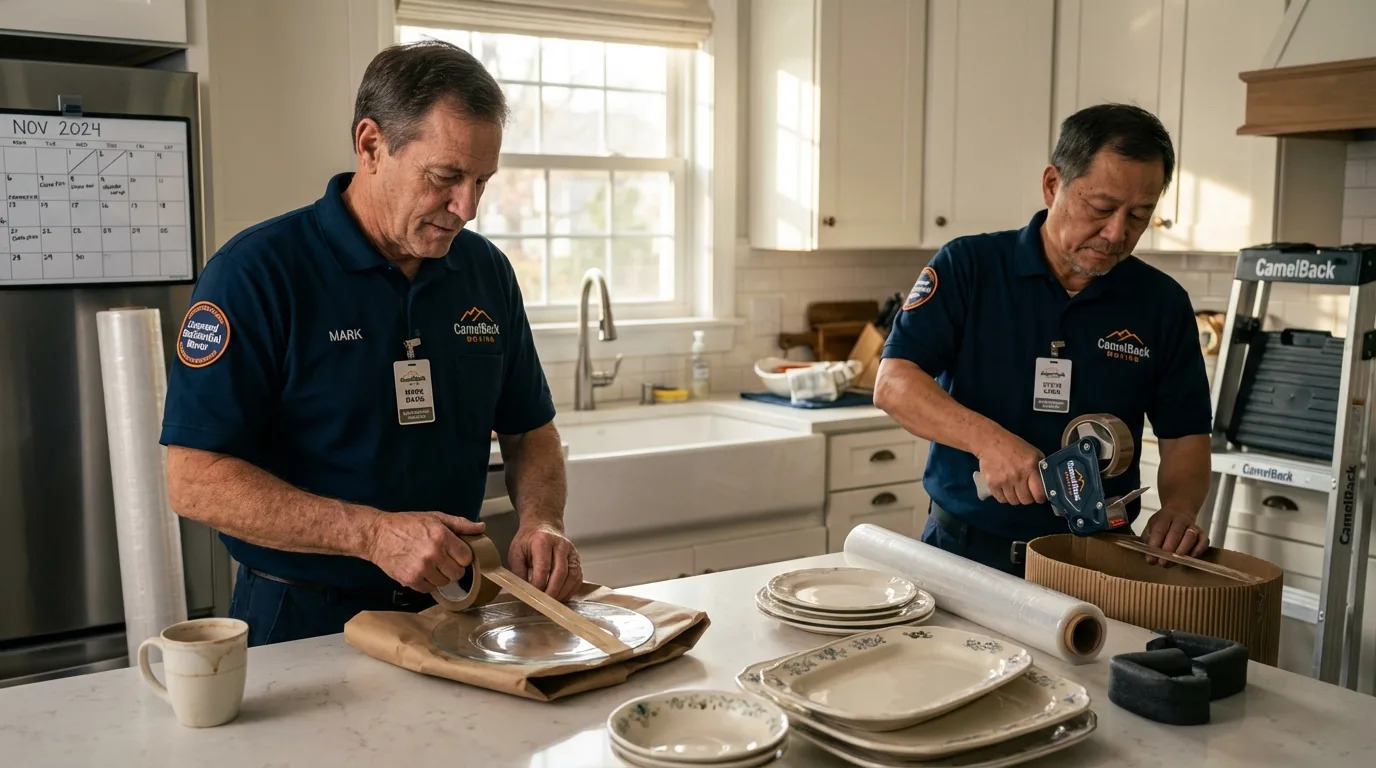 Professional crew packing kitchen dishware in Valley City, ND