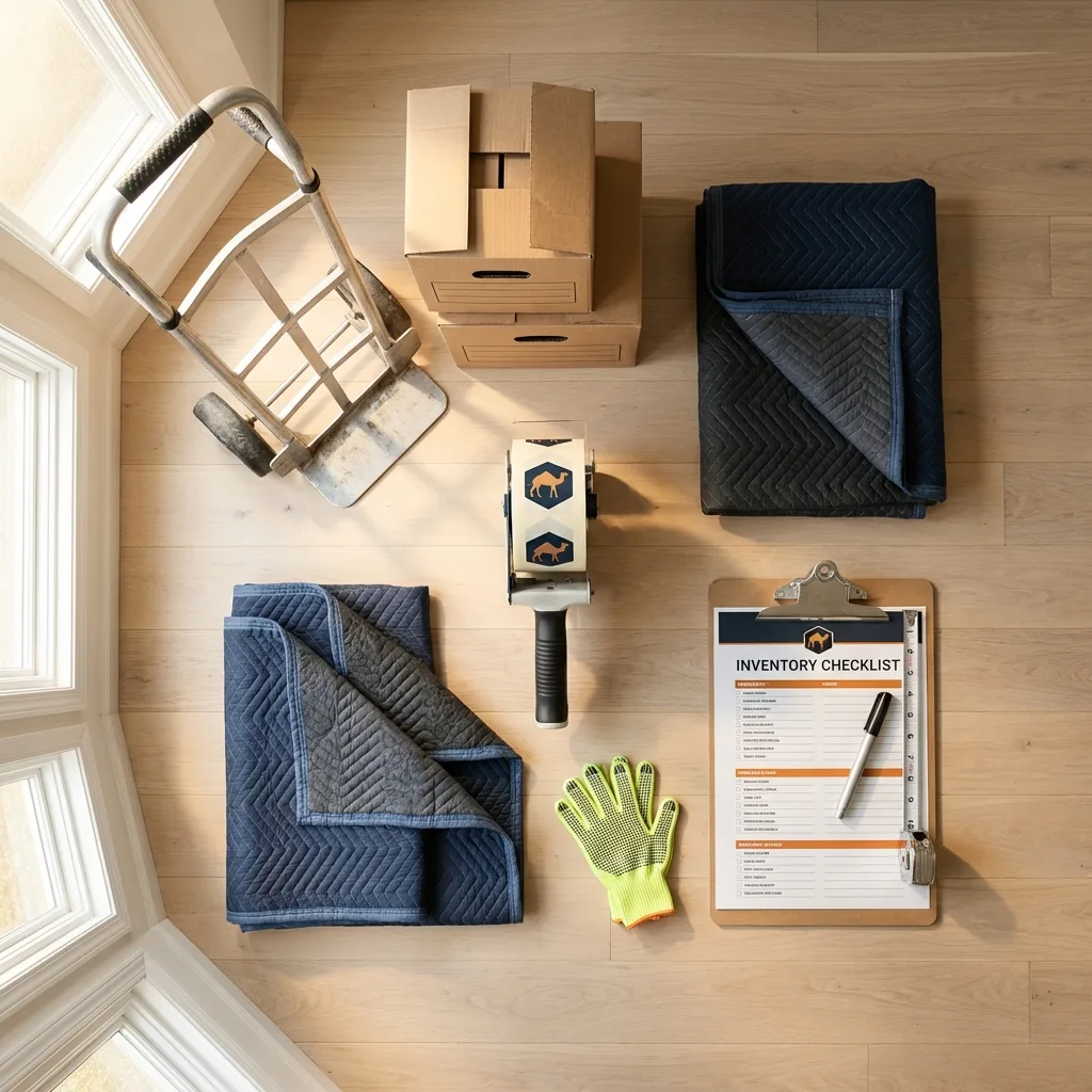 Professional moving supplies and packing materials layout for Valley City residential relocations